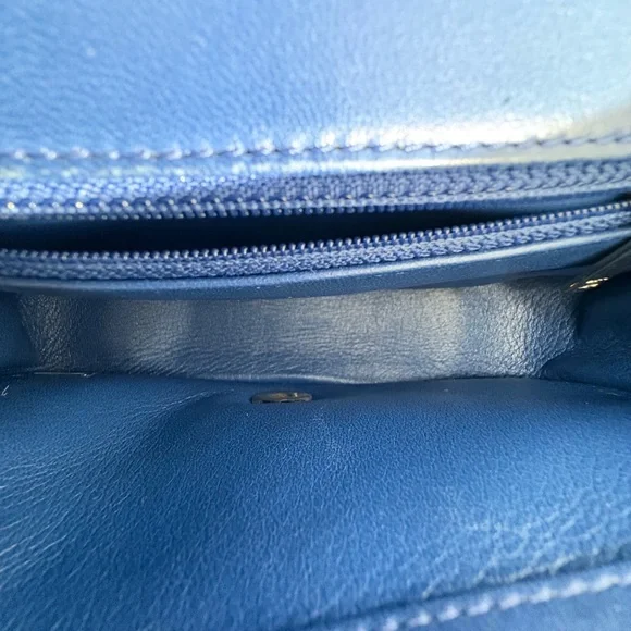 CHANEL Blue Quilted Top Handle Flap Bag GHW - Picture 11 of 16